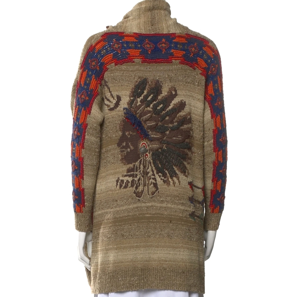Ralph Lauren Handknit Southwestern Indian Head Blanket Cardigan Poncho XS Japan
